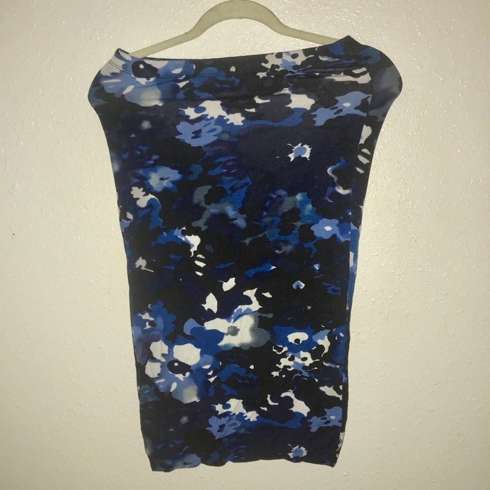 Leith blue, black, white watercolor pencil skirt